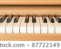 Wooden piano keyboard close-up 87722149
