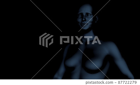 topless woman in dark shadow halftone cartoon healthy handsome female 3D illustration topless woman in dark shadow halftone cartoon healthy handsome female 3D illustration 87722279