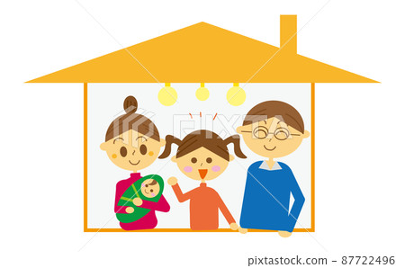 為一個四口之家完成了我的家!一家人和睦相處的家庭形象插圖·四口之家 為一個四口之家完成了我的家!一家人和睦相處的家庭形象插圖·四口之家 87722496