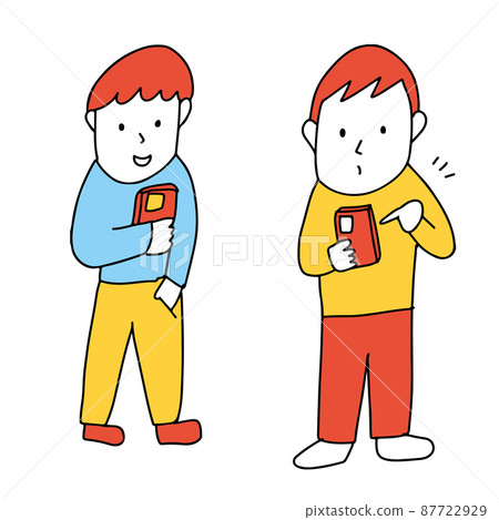 兩名男子操作智能手機的插圖 87722929