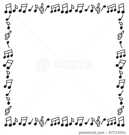 簡單音符的黑白插圖框架 簡單音符的黑白插圖框架 87723041