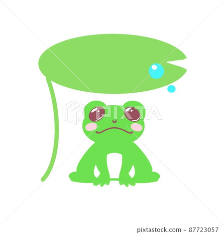 Illustration of lotus leaf umbrella and frog 87723057