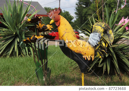 Small Southwestern Style Garden With Rooster Decoration 87723688