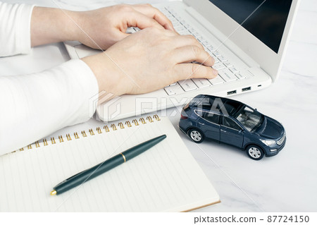 一個女人的手在汽車上工作 一個女人的手在汽車上工作 87724150