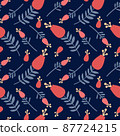Vector seamless pattern with floral pattern. Boho colors, pastel colors. For printing on fabrics and clothes. For wall design. Poster for the interior, postcard, congratulation. in hand drawn style 87724215