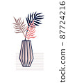 Vector illustration of a flower arrangement in pastel colors. Flowers with vase. For Valentine's Day. Poster for the interior, postcard, congratulation. In hand-drawn style 87724216