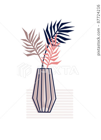 Vector illustration of a flower arrangement in pastel colors. Flowers with vase. For Valentine's Day. Poster for the interior, postcard, congratulation. In hand-drawn style Vector illustration of a flower arrangement in pastel colors. Flowers with vase. For Valentine's Day. Poster for the interior, postcard, congratulation. In hand-drawn style 87724216