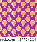 Vector seamless pattern with vase in flat style. Purple and pink color. For printing on fabric, for printing on paper, for fashion design. 87724219