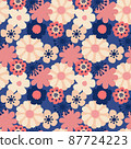 Vector seamless pattern with floral pattern. Boho colors, pastel colors. For printing on fabrics and clothes. For wall design. Poster for the interior, postcard, congratulation. in hand drawn style 87724223