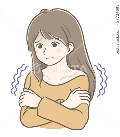 長頭髮的年輕女子發冷 長頭髮的年輕女子發冷 87724695