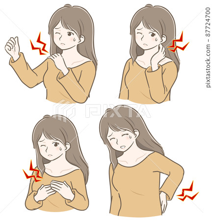 一個長頭髮的年輕女人,傷了各個部位 一個長頭髮的年輕女人,傷了各個部位 87724700