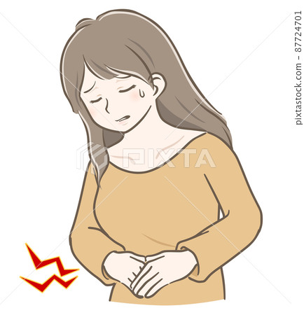 一個長頭髮的年輕女人胃痛 87724701