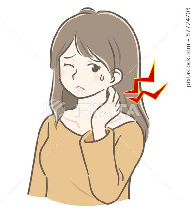 長頭髮的年輕女人脖子疼 長頭髮的年輕女人脖子疼 87724703