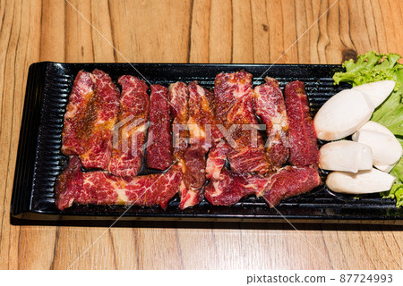 Korean traditional style fresh pork beef belly BBQ 87724993