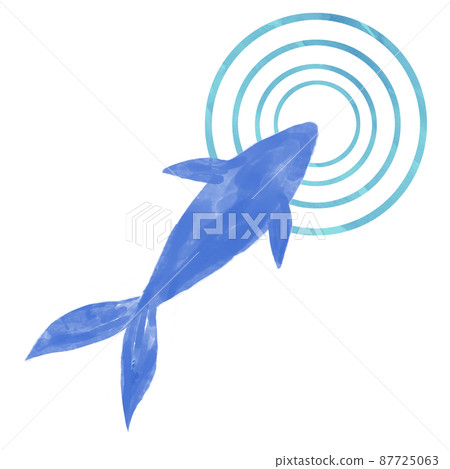 Illustration material Watercolor goldfish and ripples blue Illustration material Watercolor goldfish and ripples blue 87725063