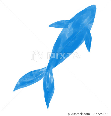 Illustration material Goldfish drawn in watercolor Blue 87725158