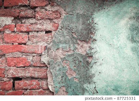 red brick block wall texture old background  87725331
