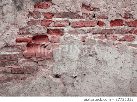 red brick block wall texture old background  87725332