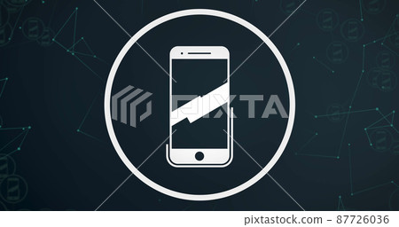 Image of smartphone digital icon and connections over black background 87726036