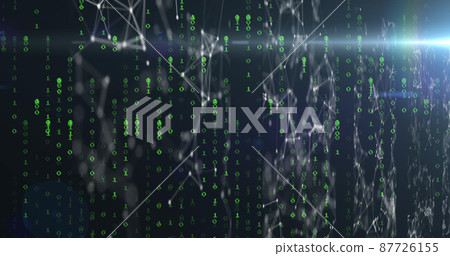 Image of binary coding and data processing over network of connections 87726155