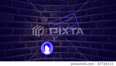 Image of media icon on brick background 87726313