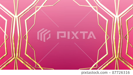 Image of glowing golden pattern over pink background Image of glowing golden pattern over pink background 87726316