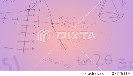 Image of handwritten mathematical formulae over purple background Image of handwritten mathematical formulae over purple background 87726319