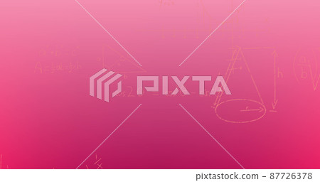 Image of hand written mathematical formulae over pink background Image of hand written mathematical formulae over pink background 87726378