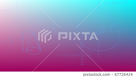 Image of handwritten mathematical formulae over blue to purple background Image of handwritten mathematical formulae over blue to purple background 87726424