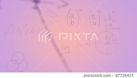 Image of handwritten mathematical formulae over purple background Image of handwritten mathematical formulae over purple background 87726425