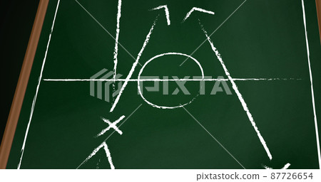 Image of game plan and sports field on board 87726654