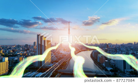 一條延伸到未來的光帶 城市與科技 87727084