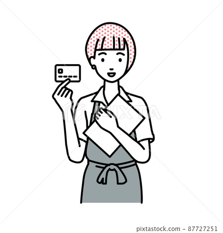 站著拿著文件和卡片的女職員 站著拿著文件和卡片的女職員 87727251
