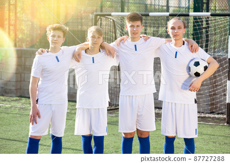Group portrait of male soccer team Group portrait of male soccer team 87727288