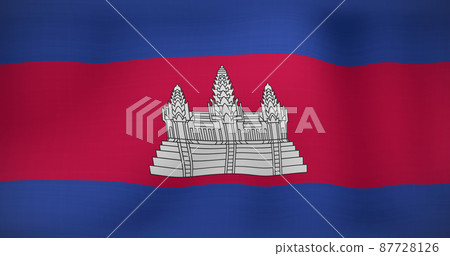 Image of moving flag of cambodia waving Image of moving flag of cambodia waving 87728126