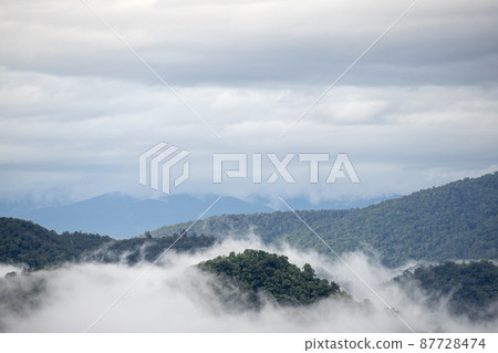Top view Landscape of Morning Mist with Mountain Layer at north of Thailand 87728474