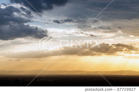 colorful dramatic sky with cloud at sunset.beautiful sky with clouds background 87729927