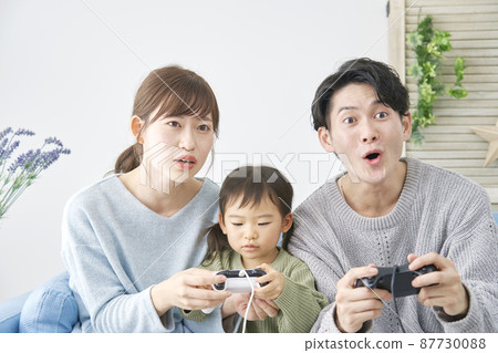 Family playing video games Family playing video games 87730088