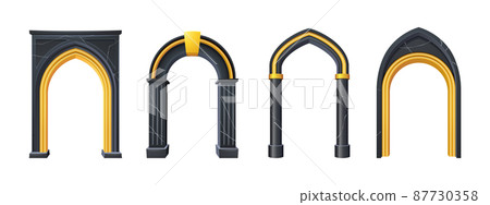 Arches with columns interior gates of black marble 87730358