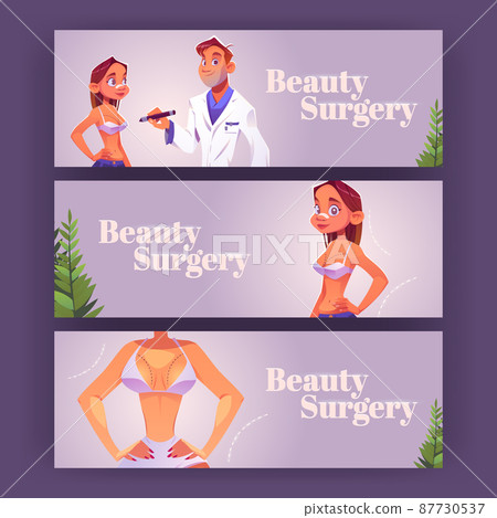 Beauty surgery poster with girl patient and doctor Beauty surgery poster with girl patient and doctor 87730537