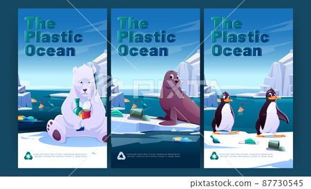 Plastic ocean banners with animals and garbage Plastic ocean banners with animals and garbage 87730545