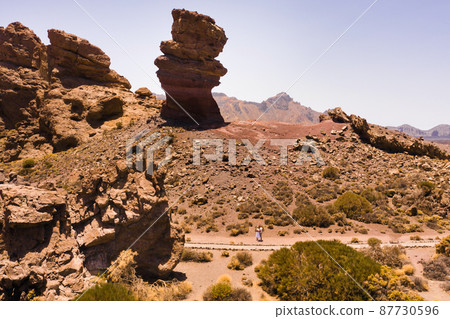 A crater in the Teide Volcano National Park.A Martian view.Tenerife.Spain A crater in the Teide Volcano National Park.A Martian view.Tenerife.Spain 87730596