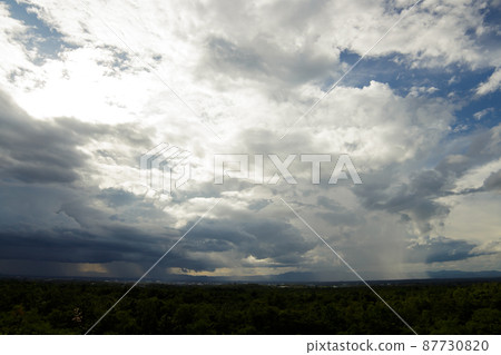 Storm clouds with the rain. Nature Environment Dark huge cloud sky black stormy cloud Storm clouds with the rain. Nature Environment Dark huge cloud sky black stormy cloud 87730820