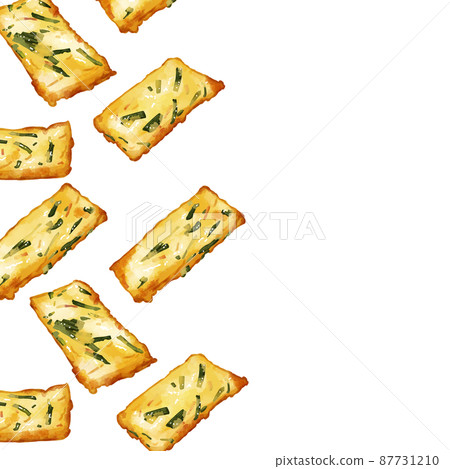 手繪水彩chijimi插圖方形框架，左 87731210