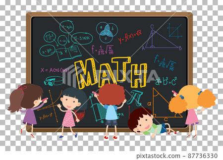 Student in front of blackboard full of math... - Stock Illustration  [87736330] - PIXTA