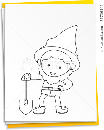 Hand drawn gnome on paper 87736343