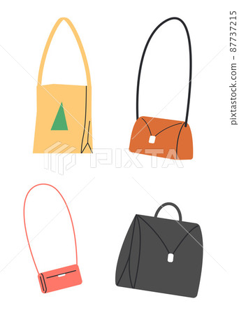Set of Different Bags Isolated. 87737215