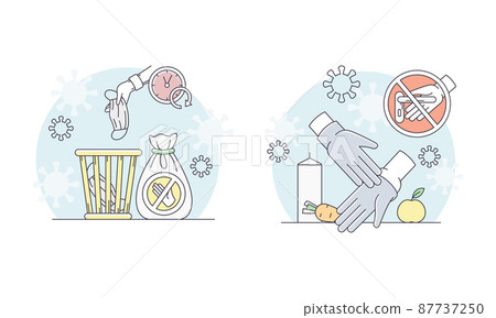 Personal protective equipment, medical mask and gloves. Coronavirus safety measures vector illustration 87737250