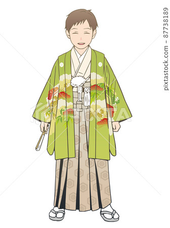 Shichigosan Kimono Vector Illustration (5-year-old boy) 87738189