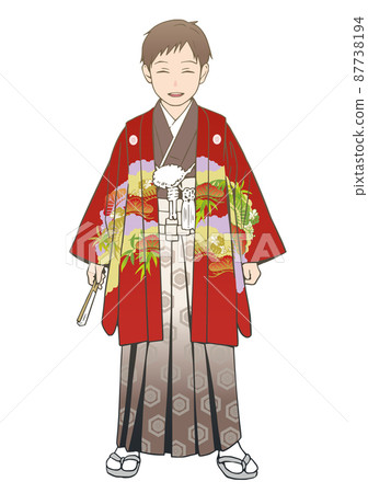 Shichigosan Kimono Vector Illustration (5-year-old boy) 87738194